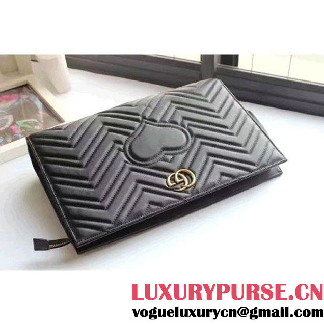 Gucci GG Marmont Matelassé Clutch 448450 Black 2016 (XYS-6110818 )