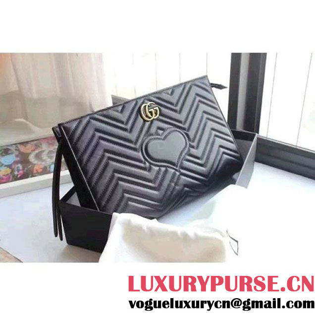 Gucci GG Marmont Matelassé Clutch 448450 Black 2016 (XYS-6110818 )