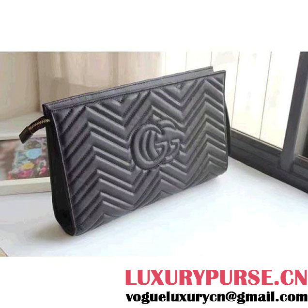 Gucci GG Marmont Matelassé Clutch 448450 Black 2016 (XYS-6110818 )