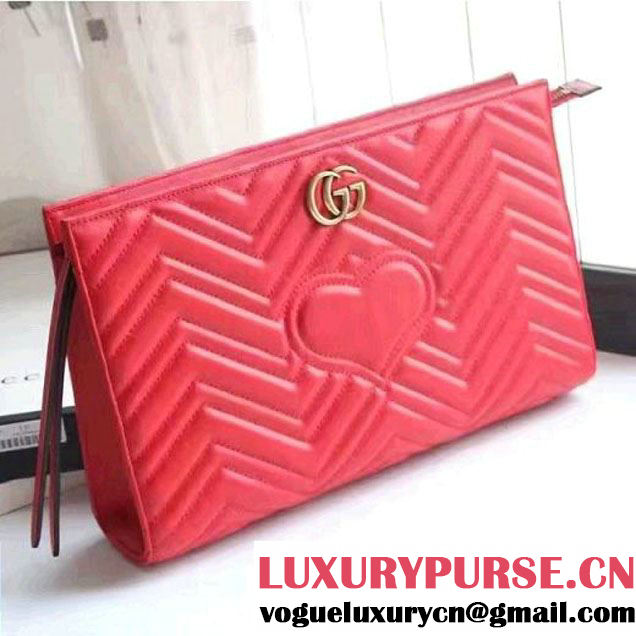 Gucci GG Marmont Matelassé Clutch 448450 Red 2016 (XYS-6110819 )