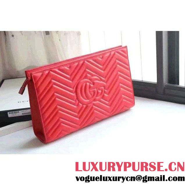 Gucci GG Marmont Matelassé Clutch 448450 Red 2016 (XYS-6110819 )
