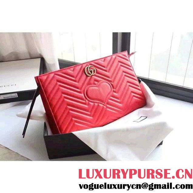 Gucci GG Marmont Matelassé Clutch 448450 Red 2016 (XYS-6110819 )