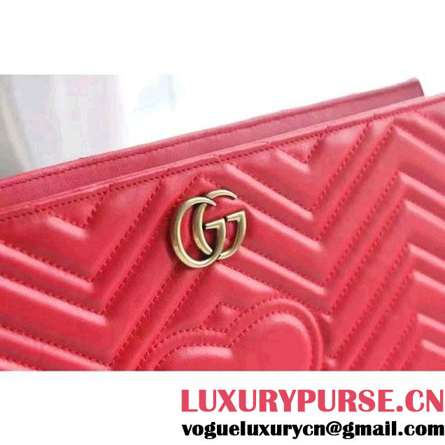 Gucci GG Marmont Matelassé Clutch 448450 Red 2016 (XYS-6110819 )
