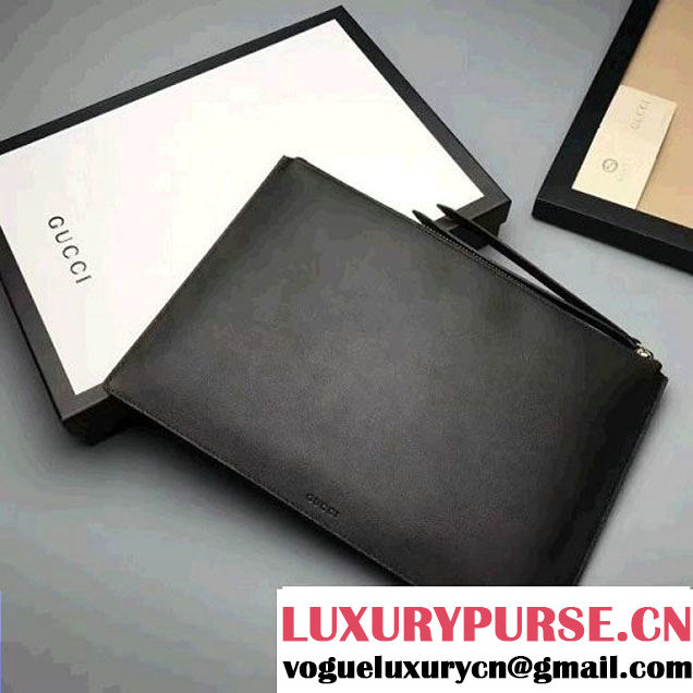 Gucci Embroidered Bee and Blind For Love Large Zipped Pouch Clutch Bag 431416 GG Supreme Black 2017 (XYS-7030202 )