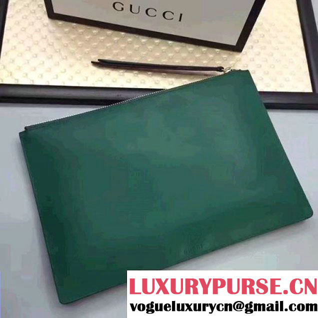 Gucci Leather Embroidered Tiger Large Zipped Pouch Clutch Bag 431416 Green 2017 (XYS-7050919 )