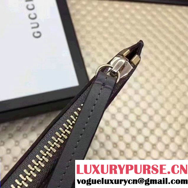 Gucci Leather Embroidered Tiger Large Zipped Pouch Clutch Bag 431416 Grey 2017 (XYS-7050920 )