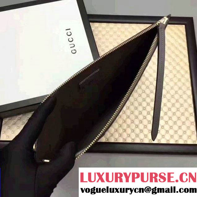 Gucci Leather Embroidered Tiger Large Zipped Pouch Clutch Bag 431416 Grey 2017 (XYS-7050920 )
