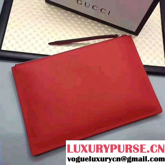 Gucci Leather Embroidered Tiger Large Zipped Pouch Clutch Bag 431416 Red 2017 (XYS-7050921 )