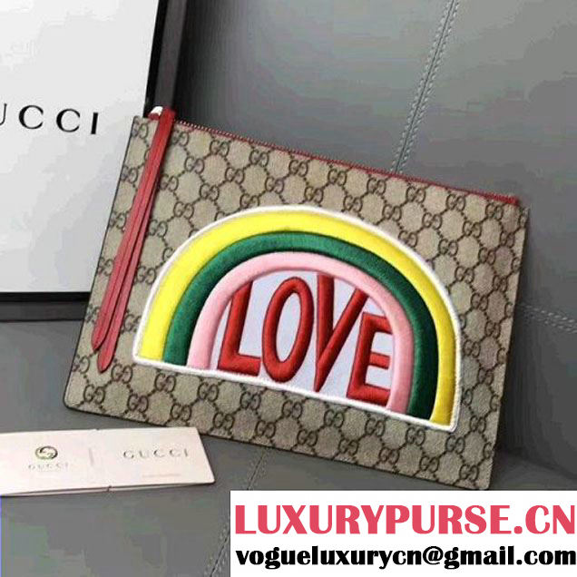 Gucci Rainbow "Love" Soft GG Supreme Pouch 476411 Red 2017 (WY-7060318 )