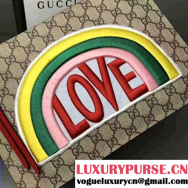 Gucci Rainbow "Love" Soft GG Supreme Pouch 476411 Red 2017 (WY-7060318 )