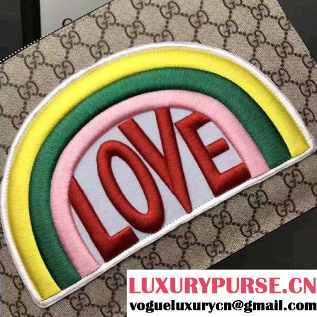 Gucci Rainbow "Love" Soft GG Supreme Pouch 476411 Black 2017 (WY-7060319 )