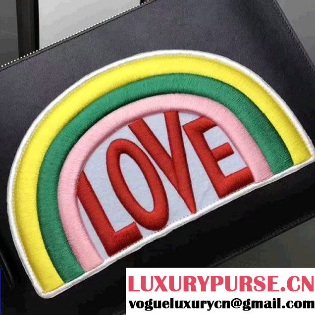 Gucci Rainbow "Love" Soft Black Leather Pouch 476411 2017 (WY-7060320 )