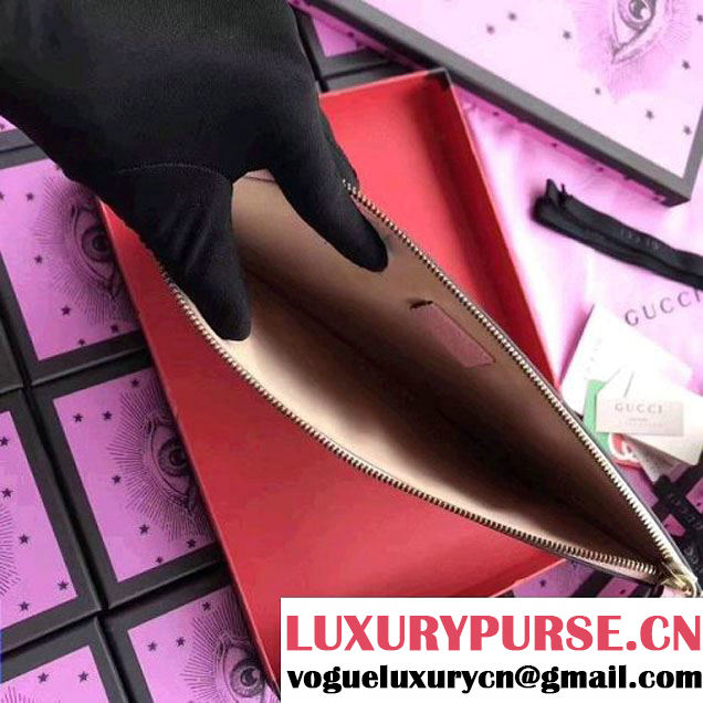Gucci Queen Margaret Leather Pouch Bag White/Pink/Red 2017 (WY-7062619 )