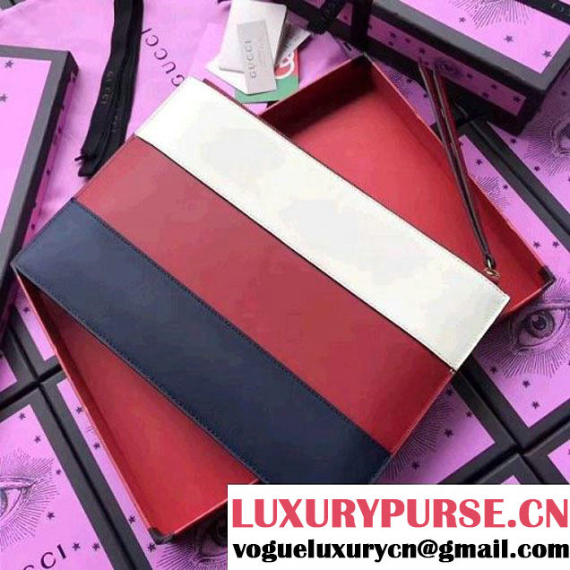 Gucci Queen Margaret Leather Pouch Bag White/Red/Blue 2017 (WY-7062620 )