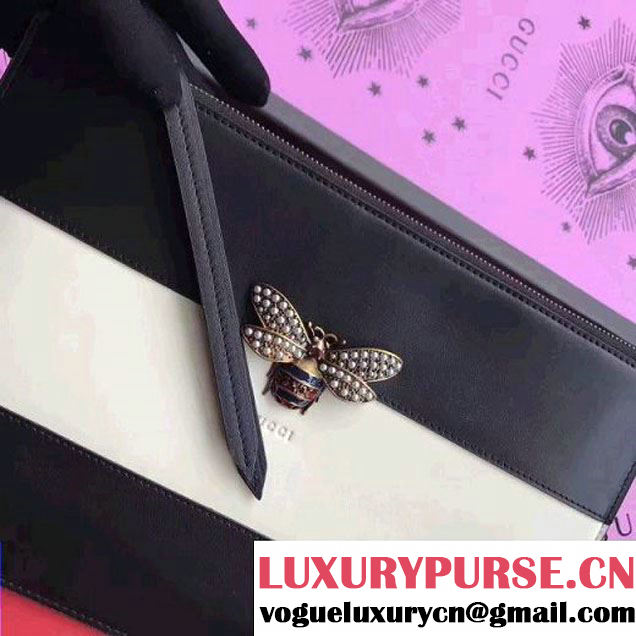 Gucci Queen Margaret Leather Pouch Bag Black/White 2017 (WY-7062621 )