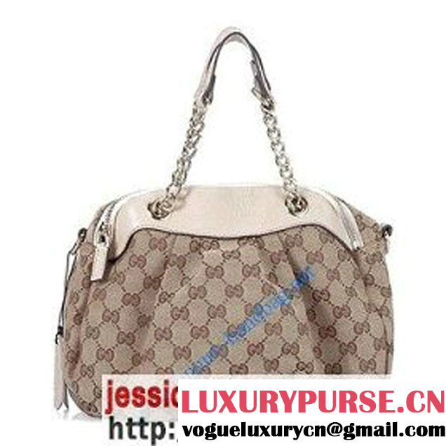 Gucci Chain Hobo with GG Fabric 242300 Beige