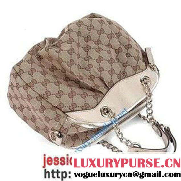 Gucci Chain Hobo with GG Fabric 242300 Beige   