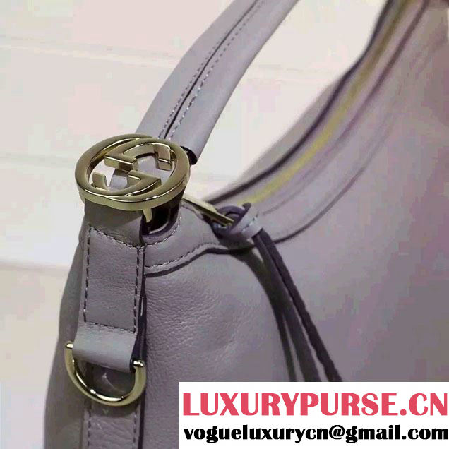 Gucci Miss GG Leather Hobo Bag 326514 Gray