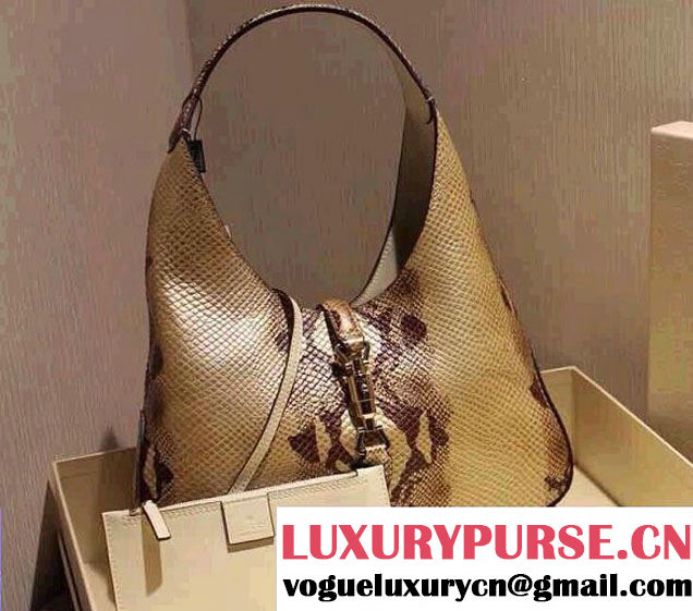 Gucci Jackie Soft Leather Hobo Bag 362968 Python Pattern