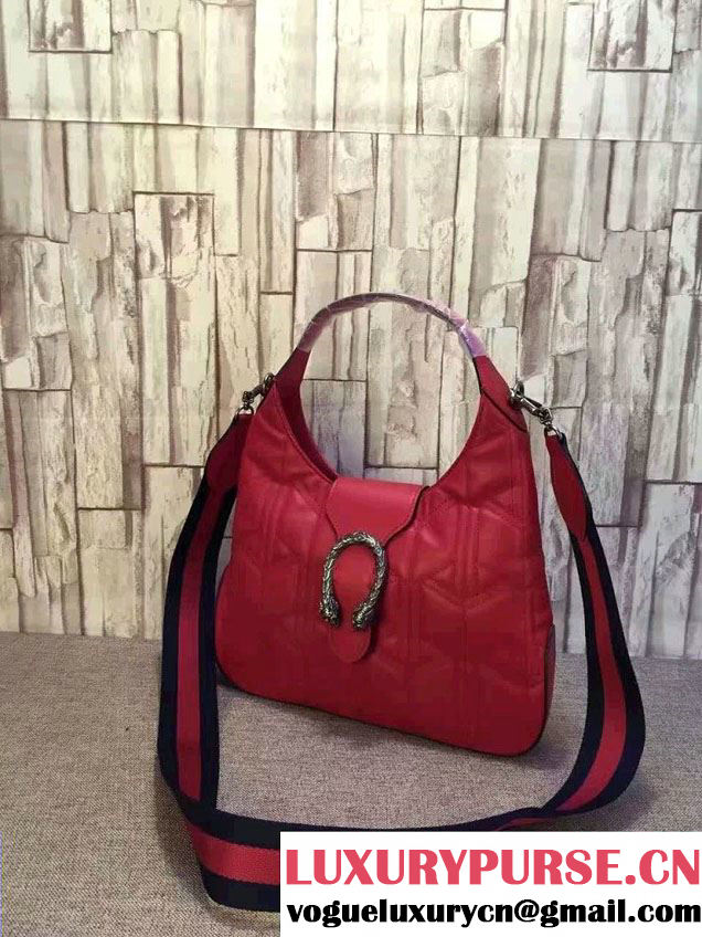 Gucci Dionysus Matelassé Leather Hobo Small Bag 444072 Red