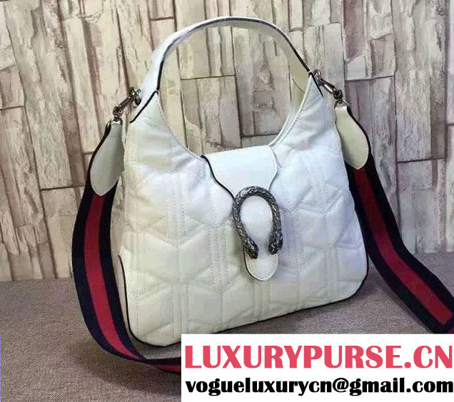 Gucci Dionysus Matelassé Leather Hobo Small Bag 444072 White