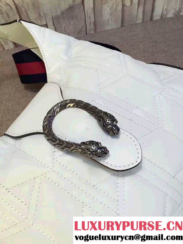 Gucci Dionysus Matelassé Leather Hobo Small Bag 444072 White