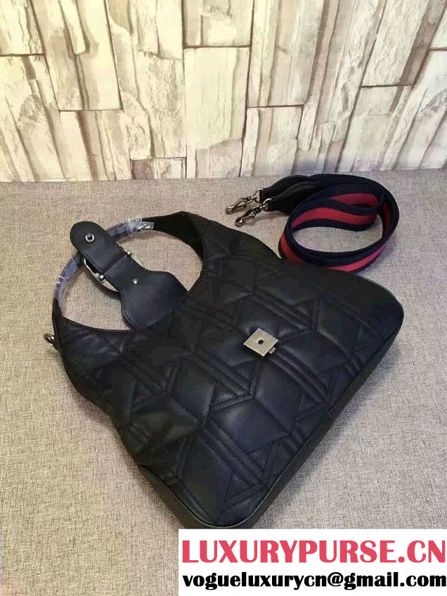 Gucci Dionysus Matelassé Leather Hobo Small Bag 444072 Black