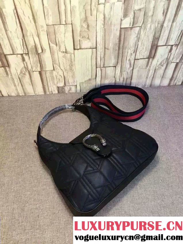 Gucci Dionysus Matelassé Leather Hobo Small Bag 444072 Black