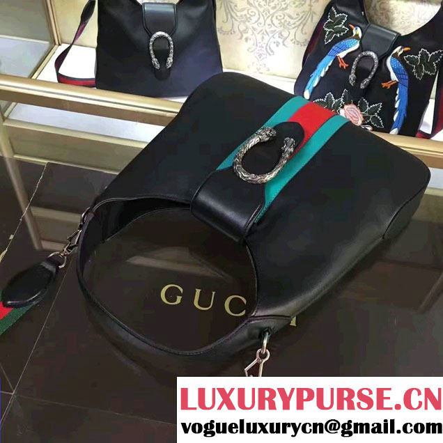 Gucci Dionysus Matelassé Leather Hobo Small Bag 444072 Black/Web 2016