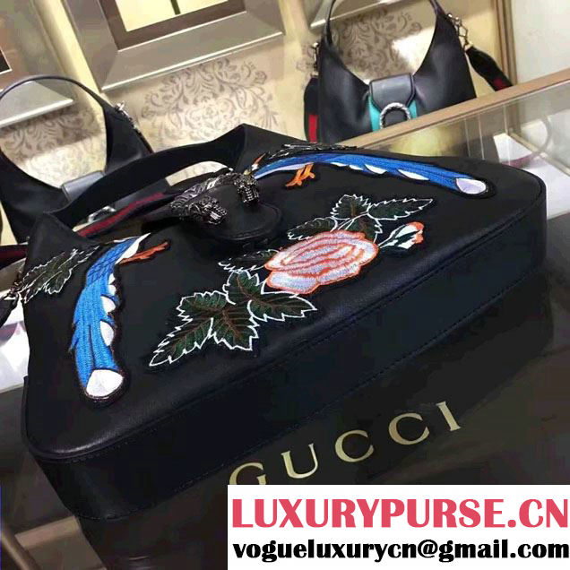 Gucci Dionysus Matelassé Leather Hobo Small Bag 444072 Black/Bird 2016