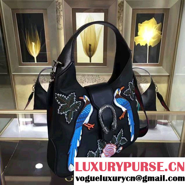Gucci Dionysus Matelassé Leather Hobo Small Bag 444072 Black/Bird 2016