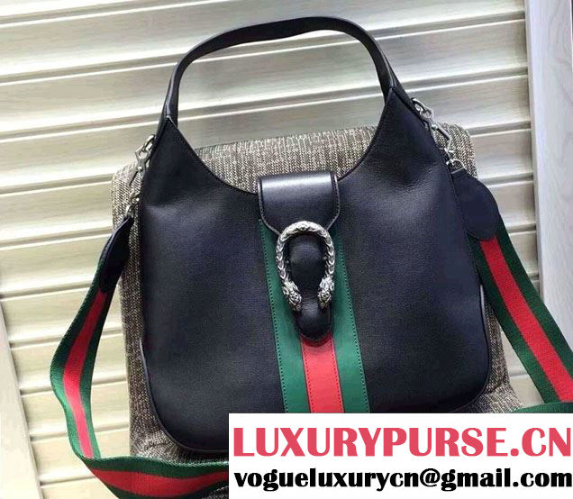 Gucci Dionysus Leather Hobo Small Bag 444072 Black/Web 2016