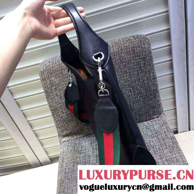 Gucci Dionysus Leather Hobo Small Bag 444072 Black/Web 2016