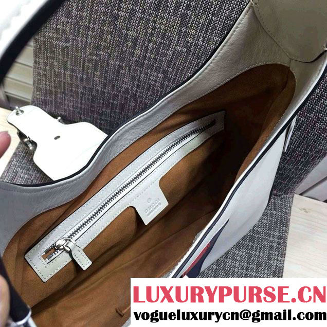 Gucci Dionysus Leather Hobo Small Bag 444072 White/Web 2016
