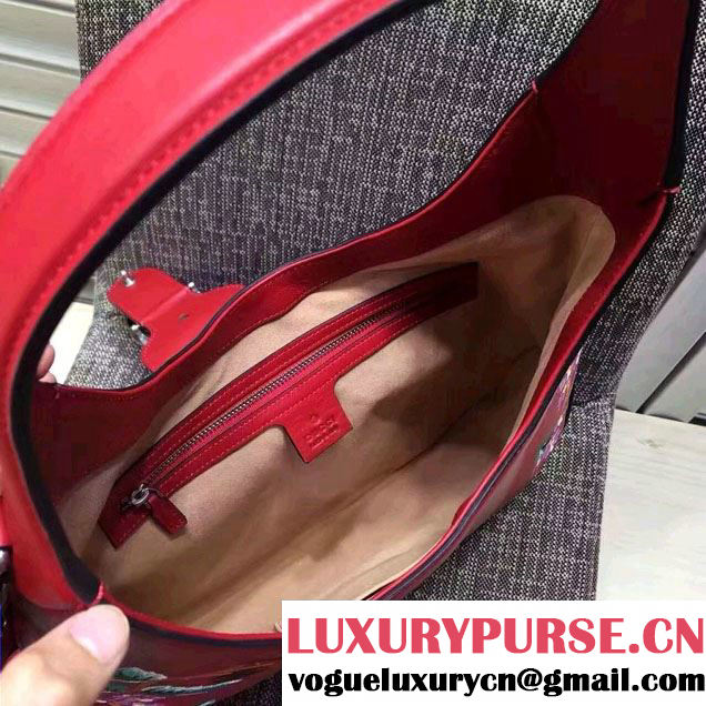 Gucci Dionysus Leather Hobo Small Bag 444072 Red/Floral 2016