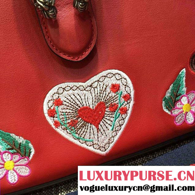 Gucci Dionysus Leather Hobo Small Bag 444072 Red/Floral 2016