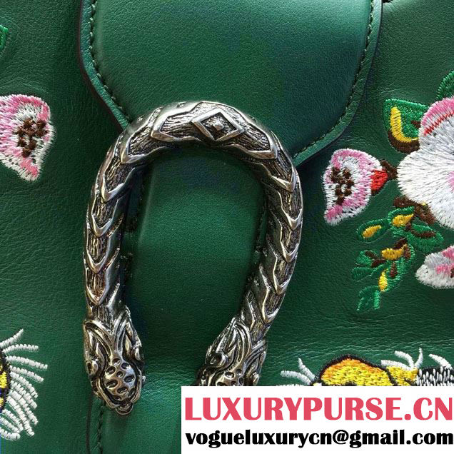 Gucci Dionysus Leather Hobo Small Bag 444072 Green/Tiger 2016