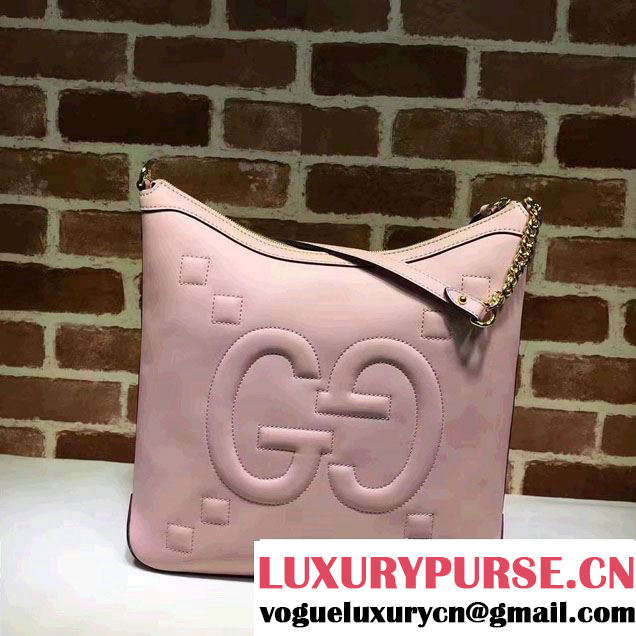 Gucci Embossed GG Leather Hobo Medium Bag 453562 Light Pink 2017