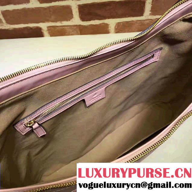 Gucci Embossed GG Leather Hobo Medium Bag 453562 Light Pink 2017