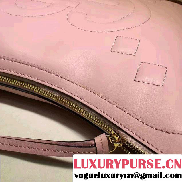 Gucci Embossed GG Leather Hobo Medium Bag 453562 Light Pink 2017