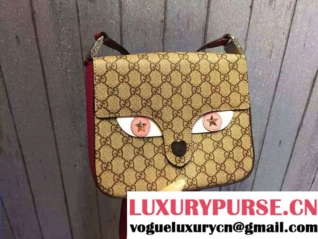 Gucci Children's GG Supreme Cat Messenger Bag 410806 Pink 2016
