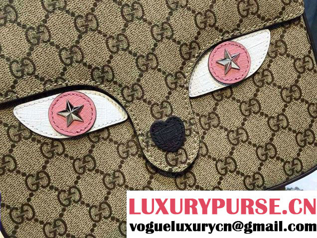 Gucci Children's GG Supreme Cat Messenger Bag 410806 Pink 2016
