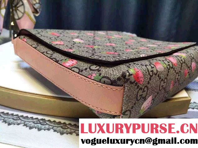 Gucci Children's GG Strawberry Messenger Bag 410815 Pink 2016