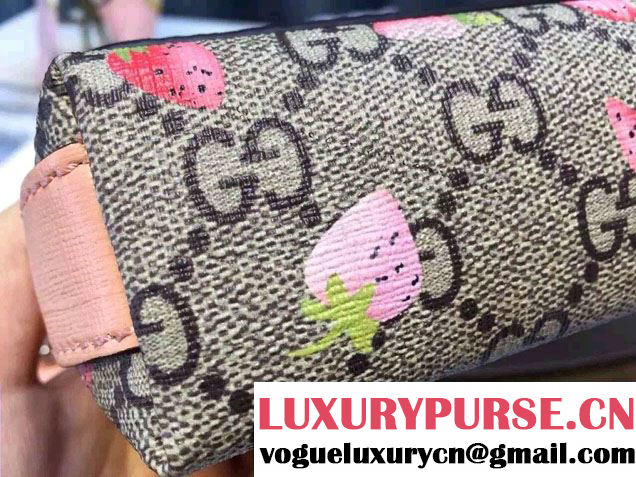 Gucci Children's GG Strawberry Messenger Bag 410815 Pink 2016
