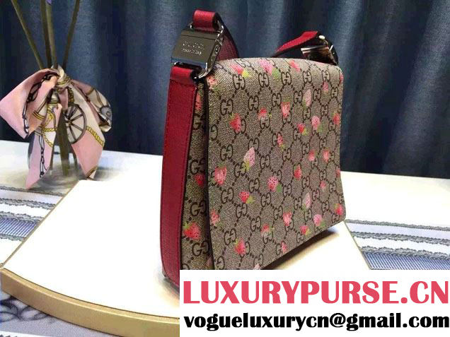 Gucci Children's GG Strawberry Messenger Bag 410815 Red 2016