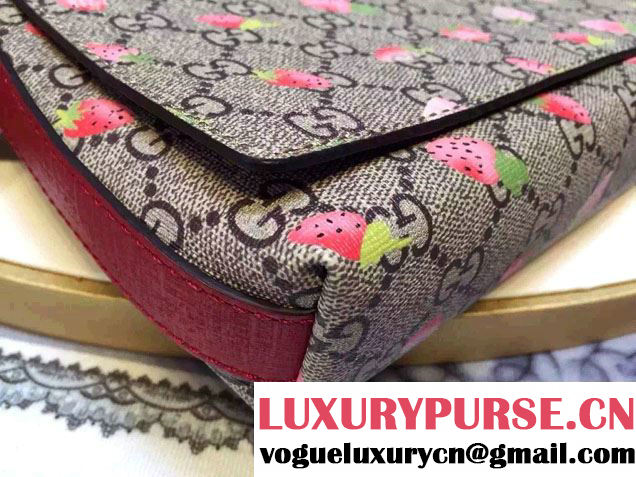 Gucci Children's GG Strawberry Messenger Bag 410815 Red 2016