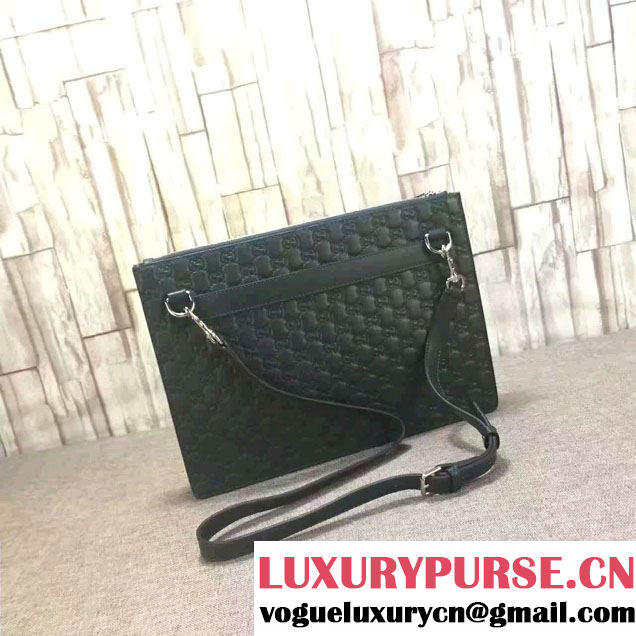 Gucci Signature Leather Messenger Bag 429004 Green 2016