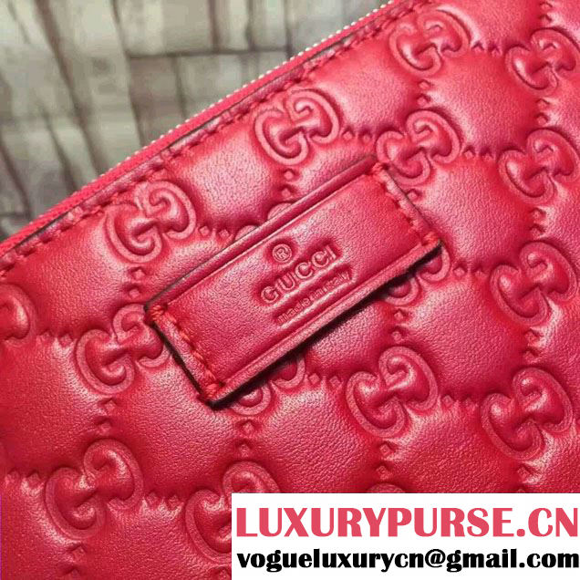 Gucci Signature Leather Messenger Bag 429004 Red 2016