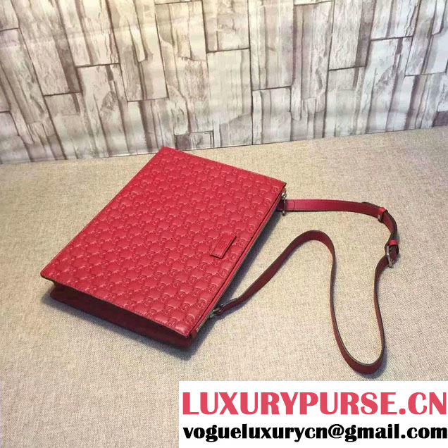 Gucci Signature Leather Messenger Bag 429004 Red 2016