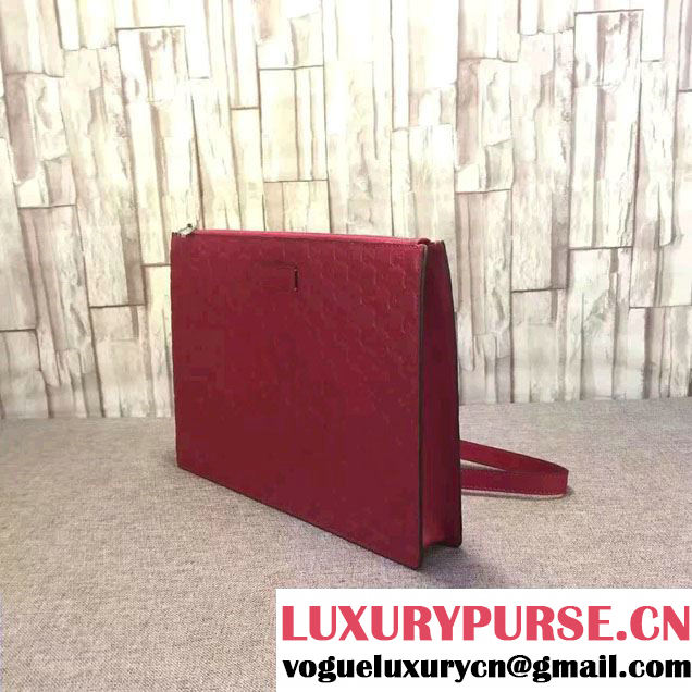 Gucci Signature Leather Messenger Bag 429004 Red 2016